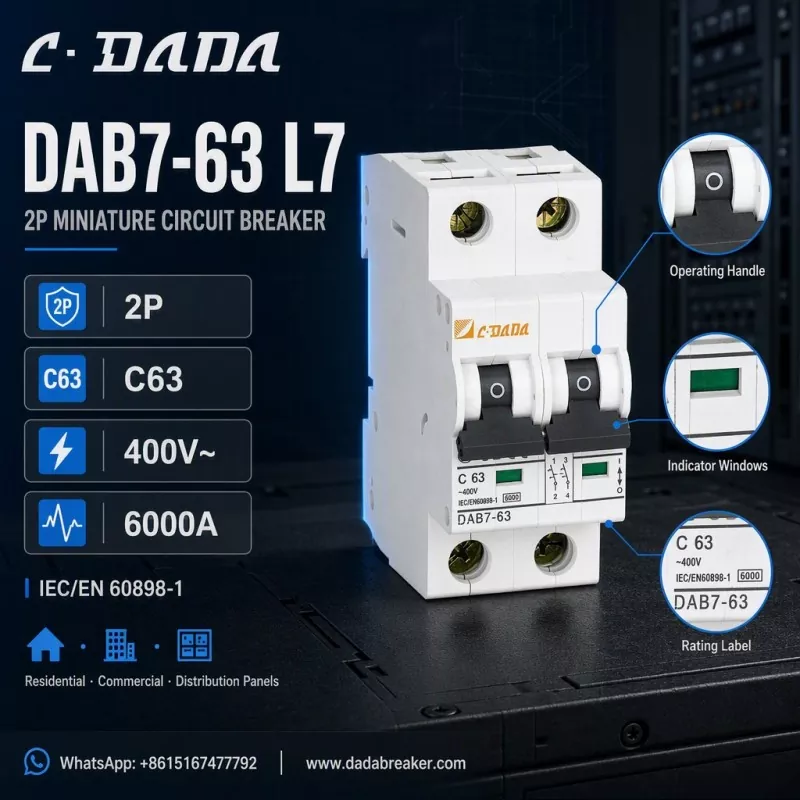 DAB7-63 L7 2P MCB - 分電盤用の透明でコンパクトな保護